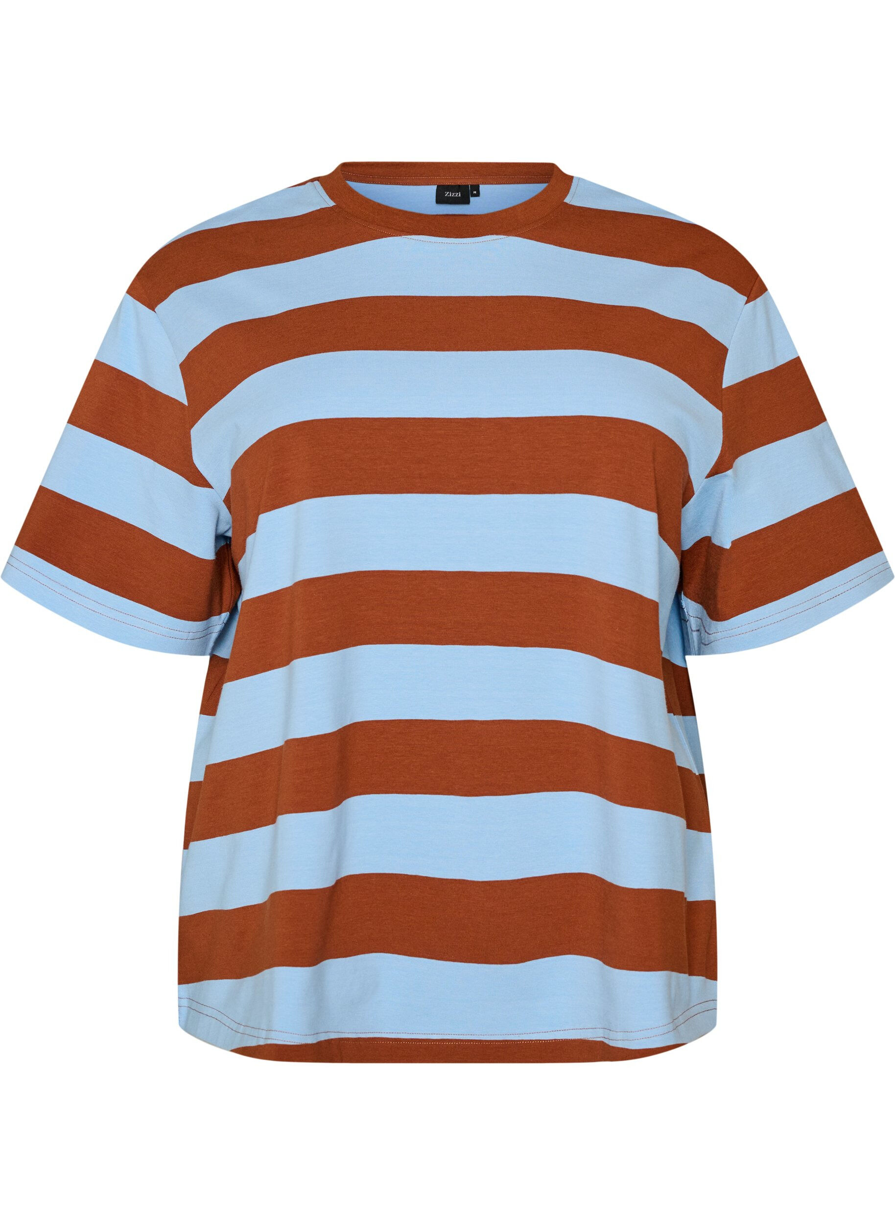 ZizziOversize T-shirt med striber og 1/2 &aelig;rmer, Bl&aring;, Packshot image number 0