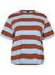 Oversize T-shirt med striber og 1/2 &aelig;rmer, Bl&aring;, Packshot image number 0