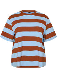 Oversize T-shirt med striber og 1/2 &aelig;rmer, Bl&aring;