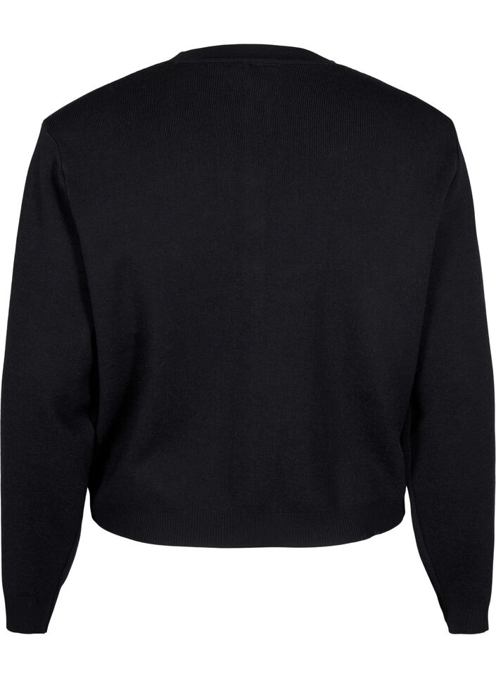 Strikcardigan med dekorative knapper, Black, Packshot image number 1