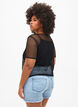 Net bluse med korte ærmer, Black, Model image number 1