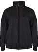 Jersey cardigan med lynl&aring;s og h&oslash;j krave, Sort, Packshot image number 0