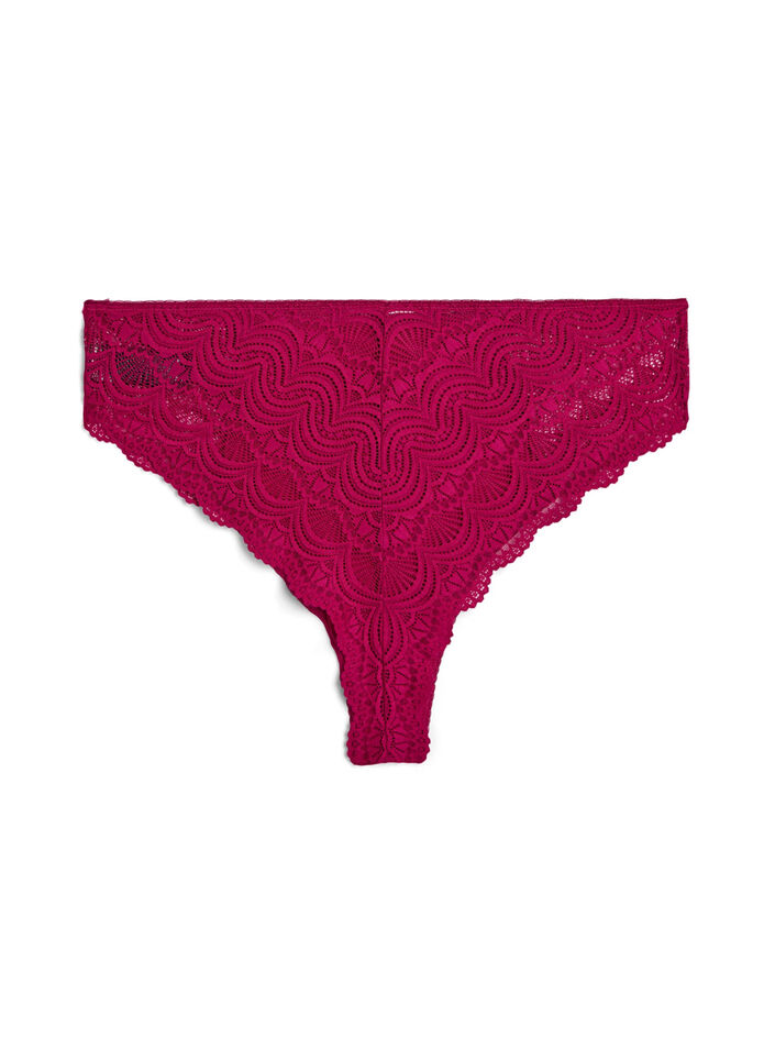 Microfiber brazilian trusse med blonder, Boysenberry, Packshot image number 1
