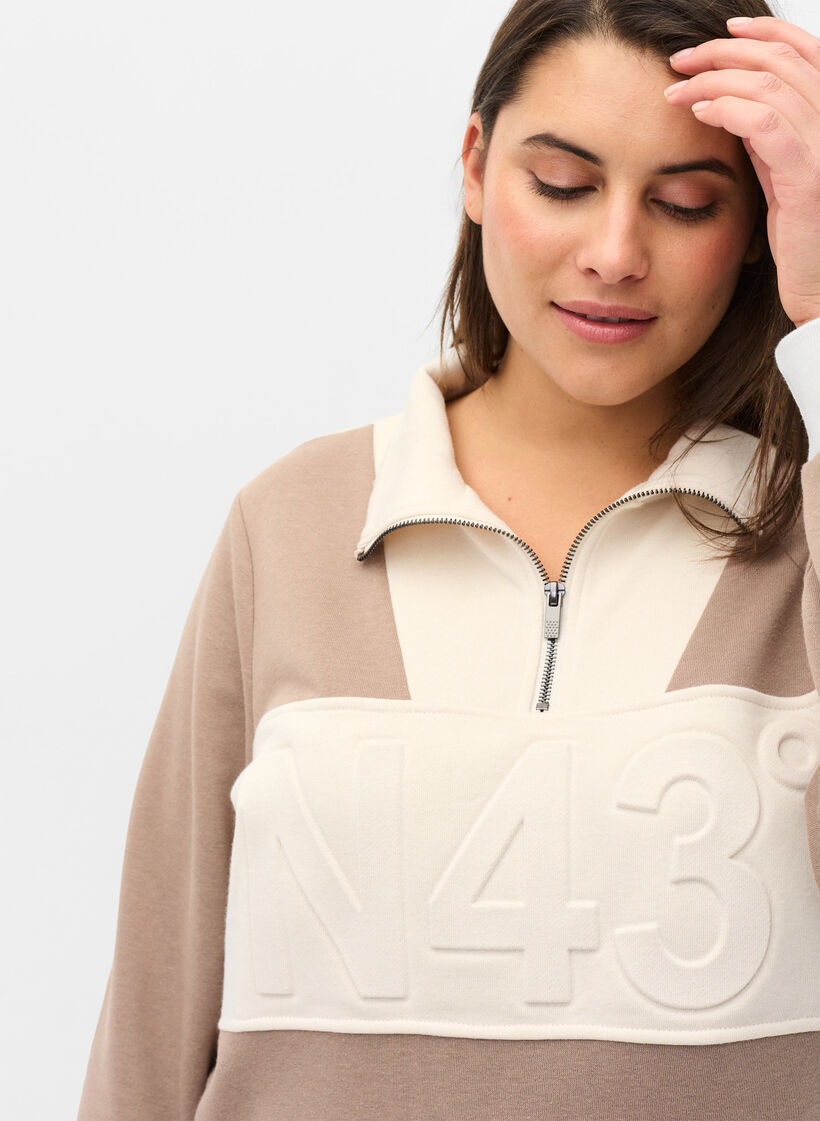 Sweatshirt med colorblock, Timber Wolf/Birch, Model image number 2