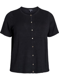 Kort&aelig;rmet strikcardigan i viskose, Sort