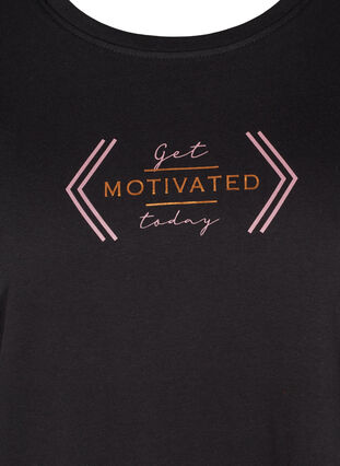 Trænings t-shirt med print, Black Motivated, Packshot image number 2