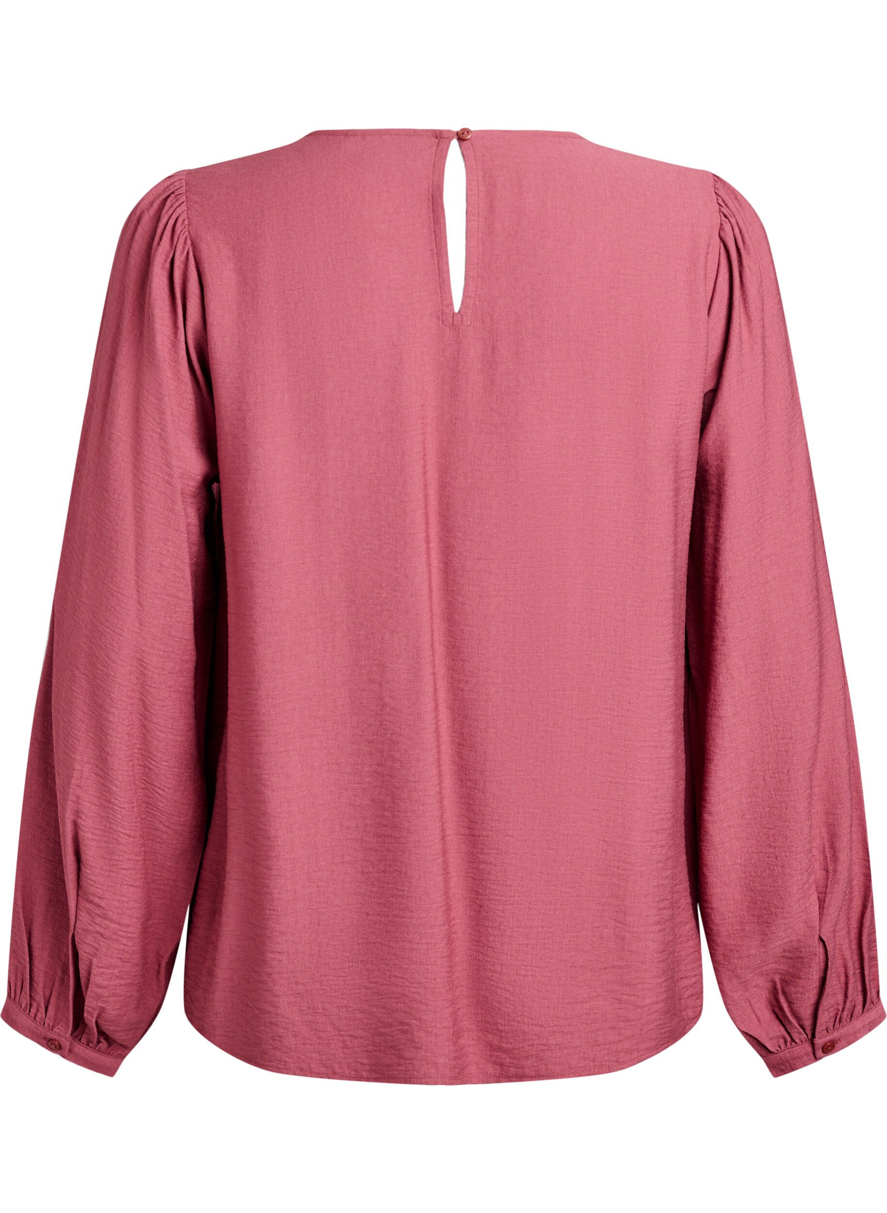 Zizzi Viskosebluse med lange &aelig;rmer, Lyser&oslash;d, Packshot image number 1