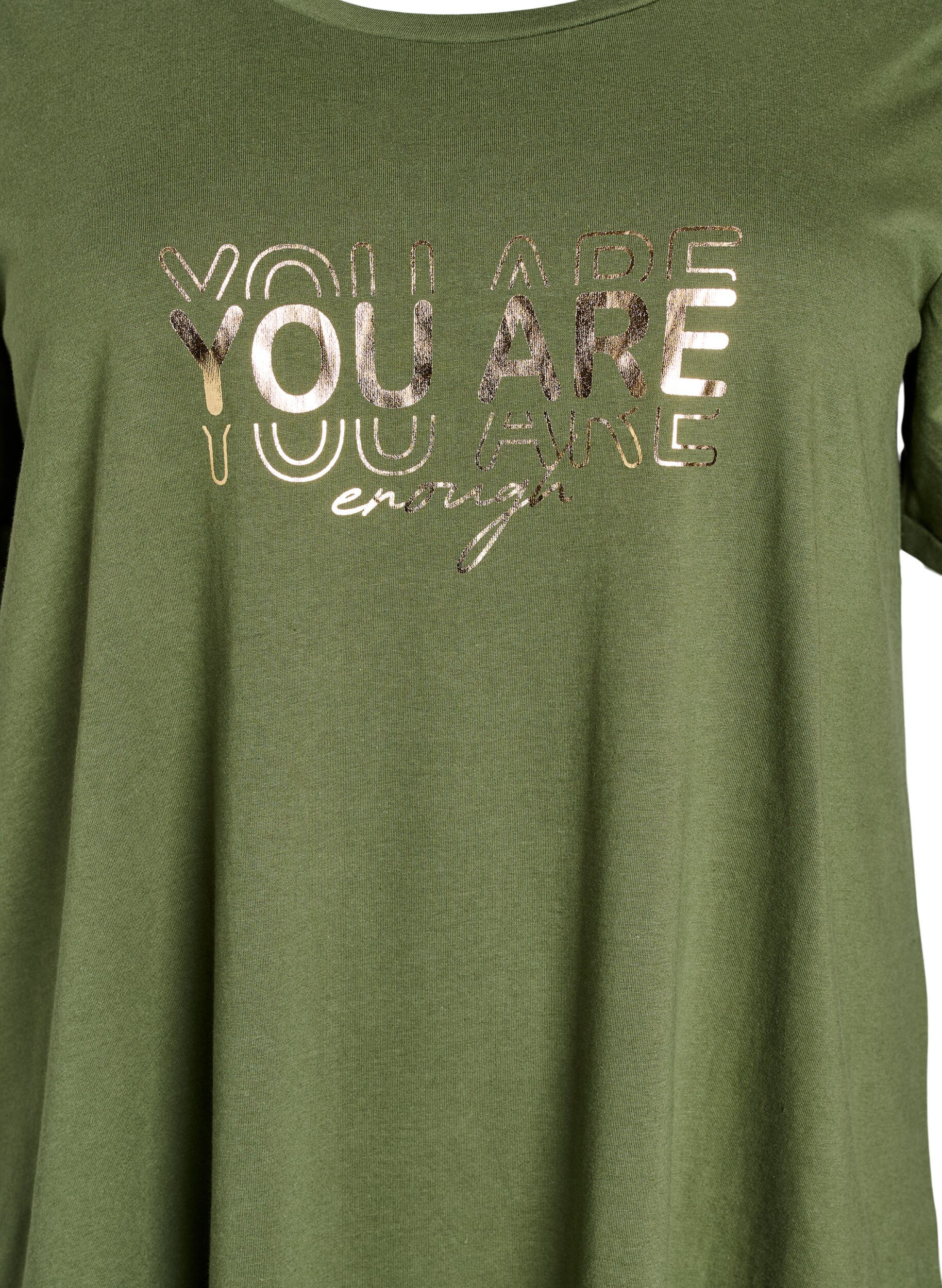 Zizzi Kort&aelig;rmet natkjole i &oslash;kologisk bomuld , Gr&oslash;n, Packshot image number 2