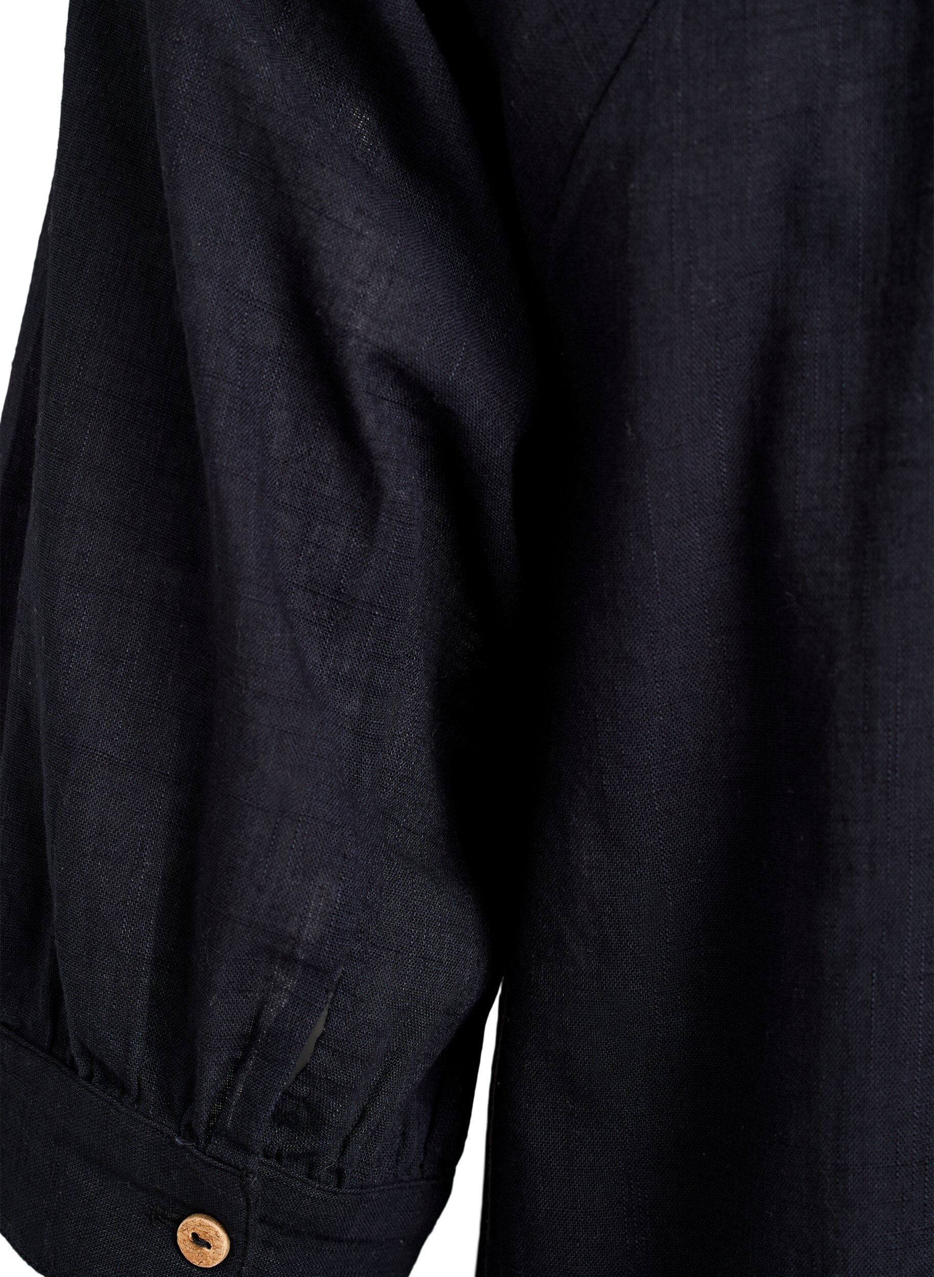 Zizzi Tunika i bomuld med V-udsk&aelig;ring, Sort, Packshot image number 3