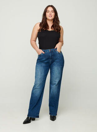 Regular Gemma jeans med høj talje, Blue denim, Model image number 2