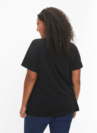 T-shirt i bomuld med motiv, Black w. Lion, Model image number 1