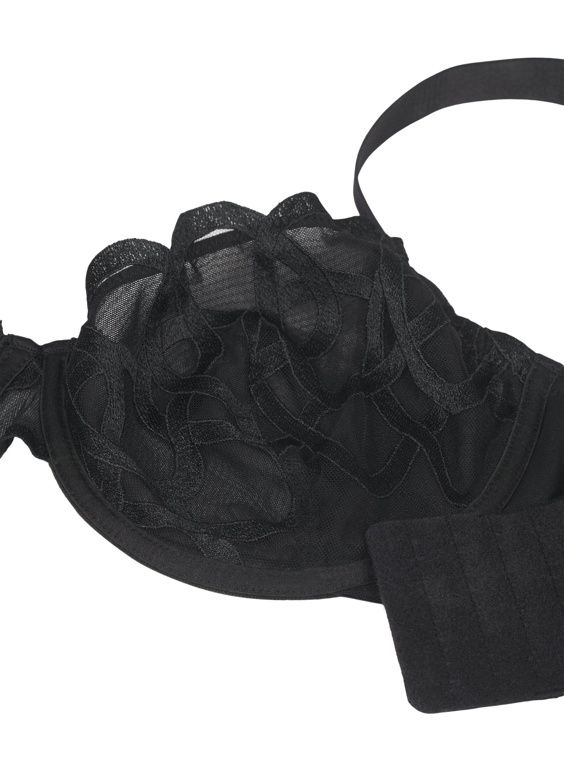 Zizzi Balconette bh med grafisk blonde, Sort, Packshot image number 3