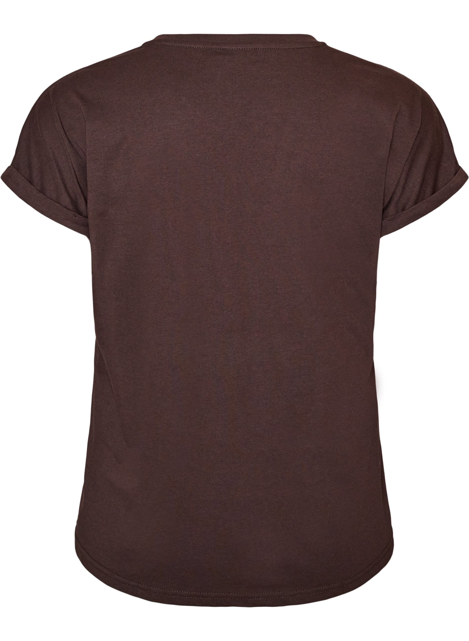 ZizziT-shirt med dekorativt frontprint, Brun, Packshot image number 1