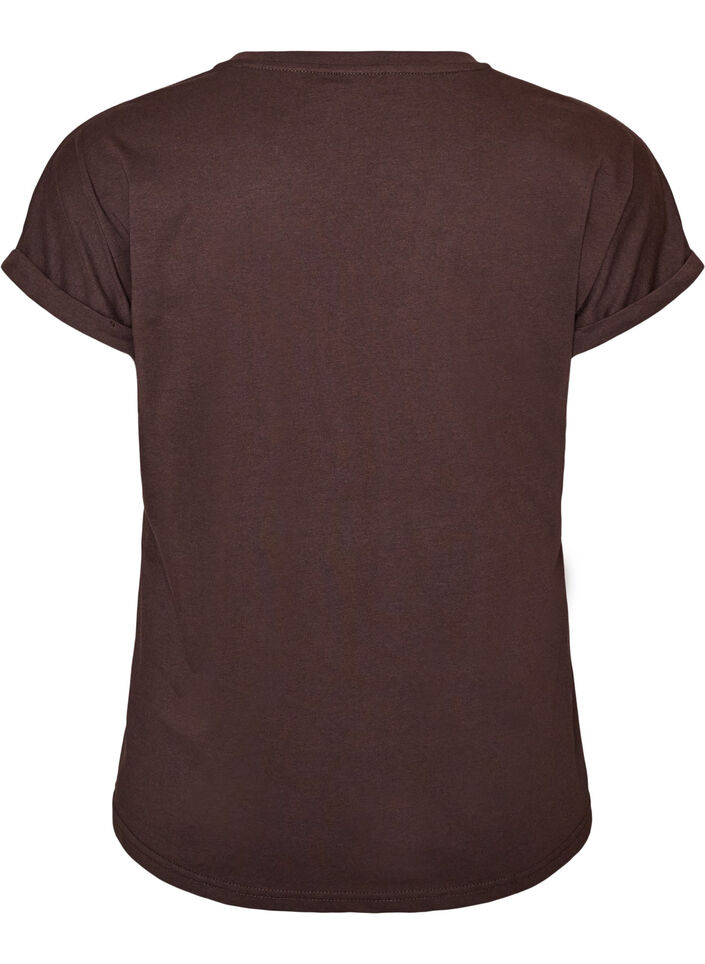 T-shirt med dekorativt frontprint, Brun, Packshot image number 1