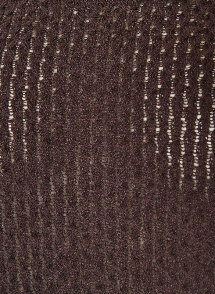Strikbluse med struktureret hulm&oslash;nster, Brun, Packshot image number 2