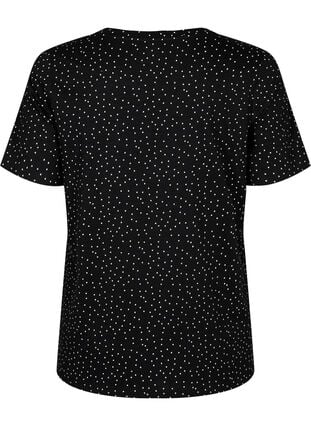 T-shirt i økologisk bomuld med prikker, Black w. White Dot, Packshot image number 1