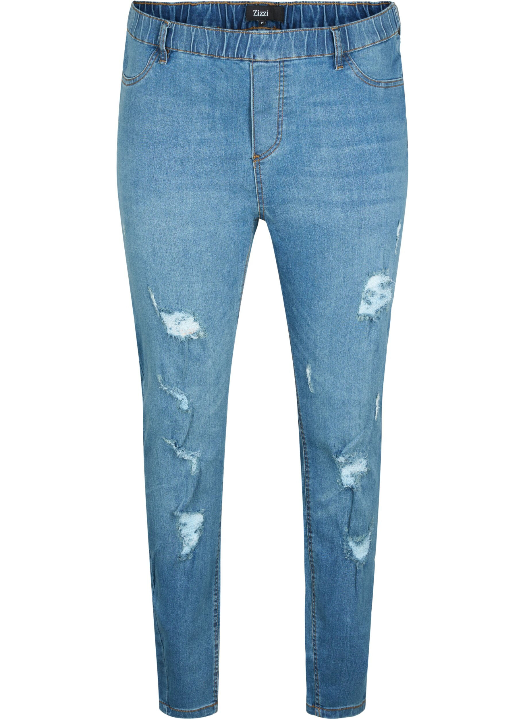 Zizzi Jeggings med slid, Blue denim, Packshot image number 0