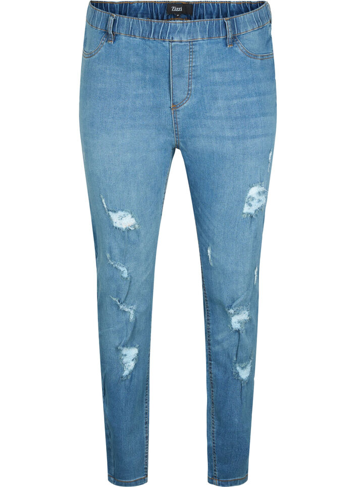 Jeggings med slid, Blue denim, Packshot image number 0