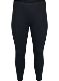 Leggings i viskose med leoprint-stribe, Black W. Leo