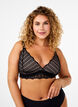 Bralette bh med blonder og blød vattering, Sort, Model image number 0