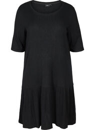 Rib kjole med 2/4 ærmer, Black