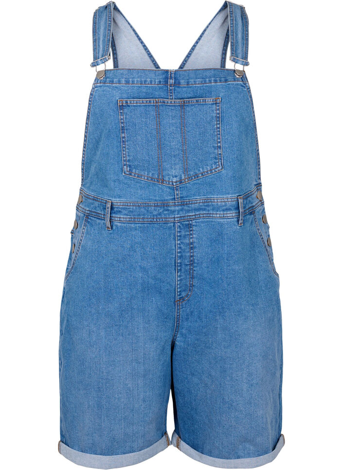 Overalls-shorts i denim, Blå, Packshot image number 0
