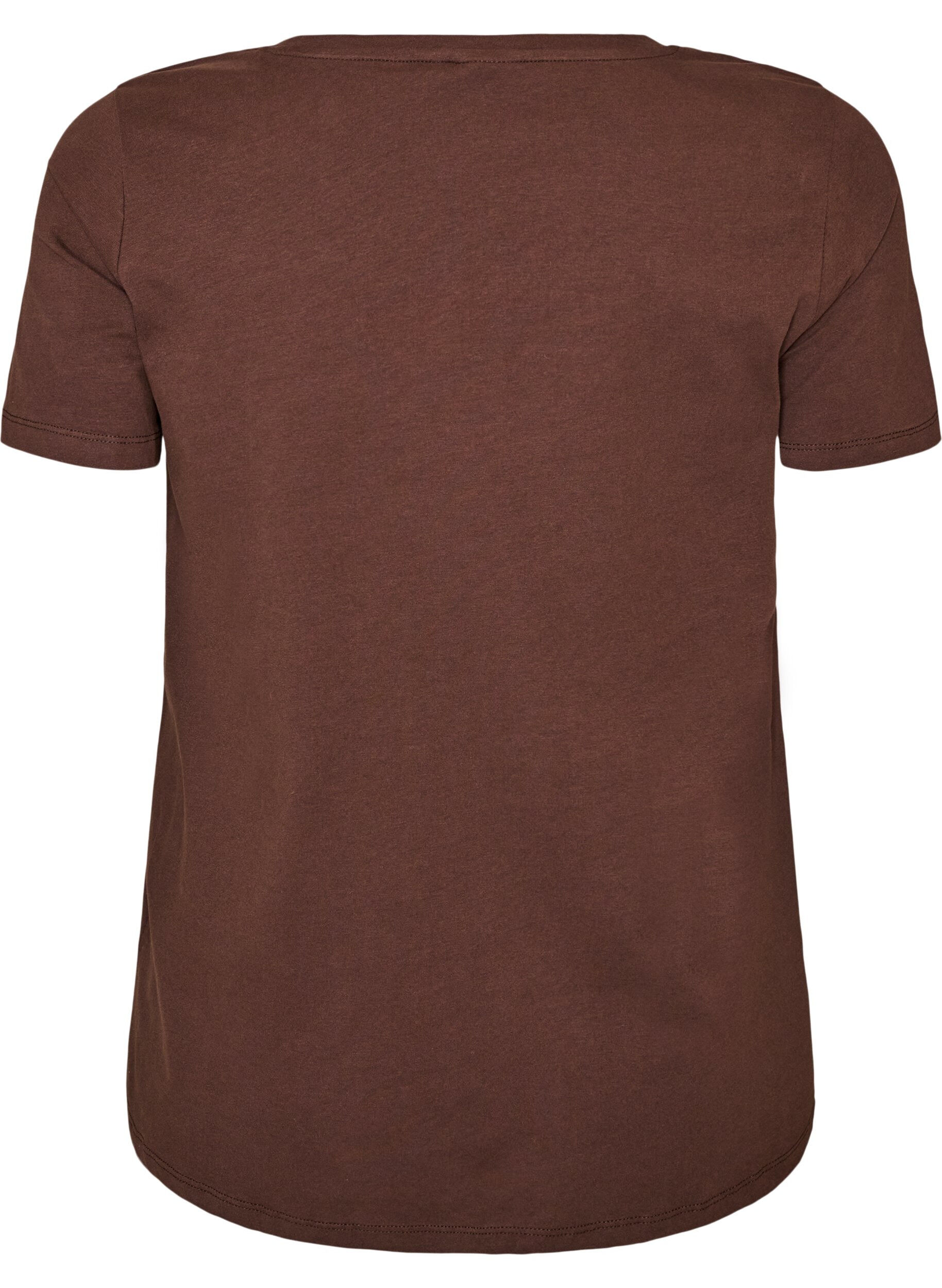ZizziEnsfarvet basis t-shirt i bomuld, Brun, Packshot image number 1