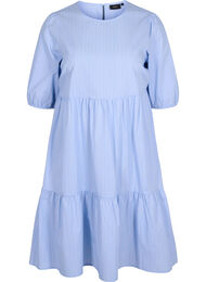 Stribet kjole med korte pufærmer, Blue As Sample