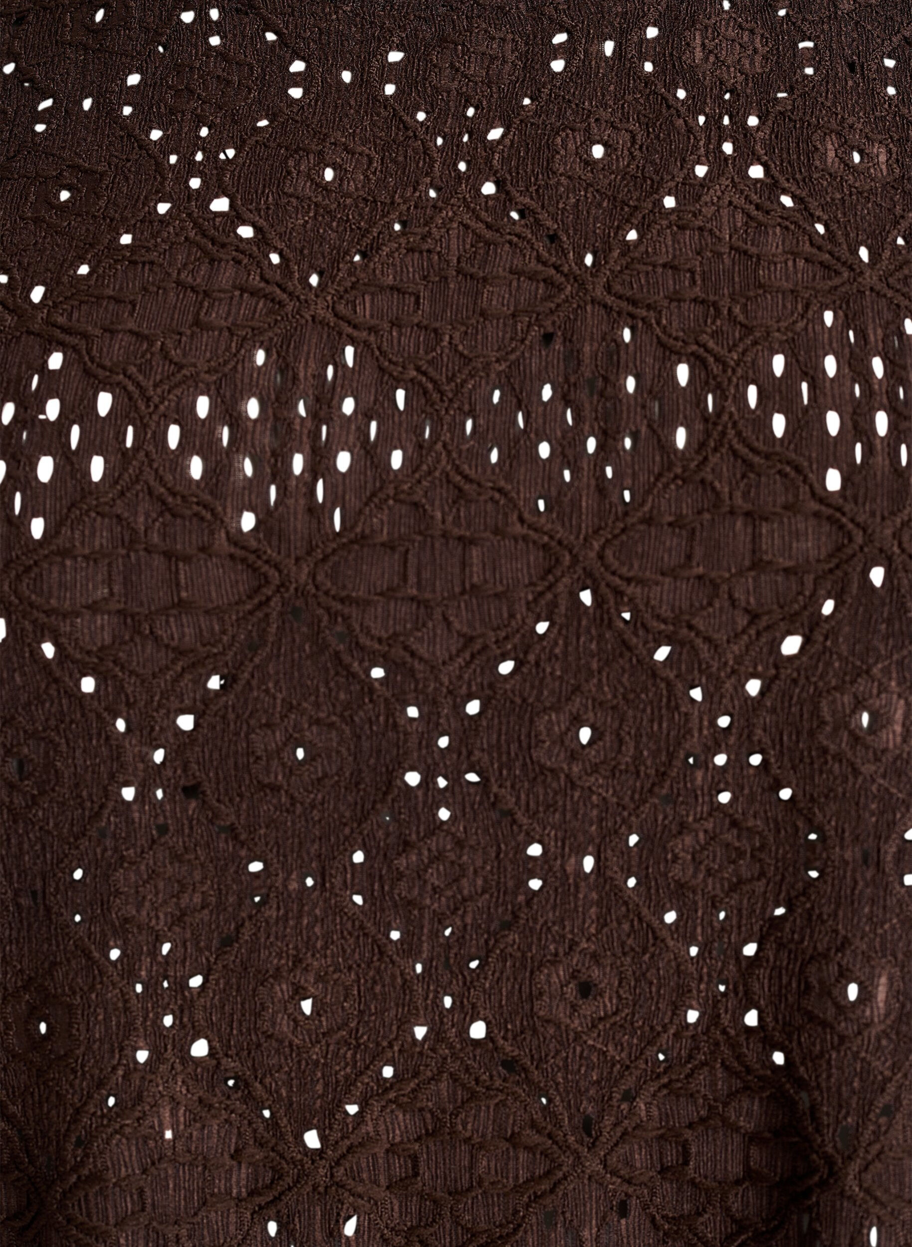 Zizzi Lang&aelig;rmet bluse med hulm&oslash;nster, Brun, Packshot image number 2