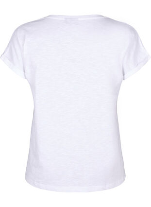 T-shirt i økologisk bomuld med tryk, B. White Black Print, Packshot image number 1