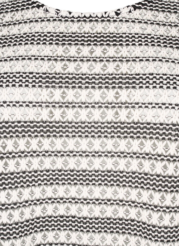 Crochet bluse med 3/4 ærmer, Black White, Packshot image number 2