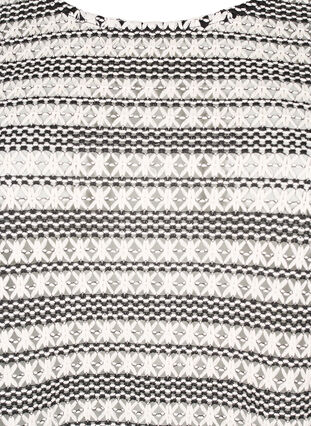 Crochet bluse med 3/4 ærmer, Black White, Packshot image number 2