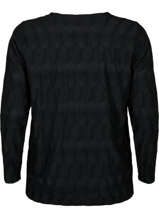 FLASH - Langærmet bluse med struktur, Black, Packshot image number 1