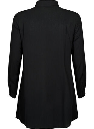 Lang skjorte i viskose med lange ærmer, Black, Packshot image number 1