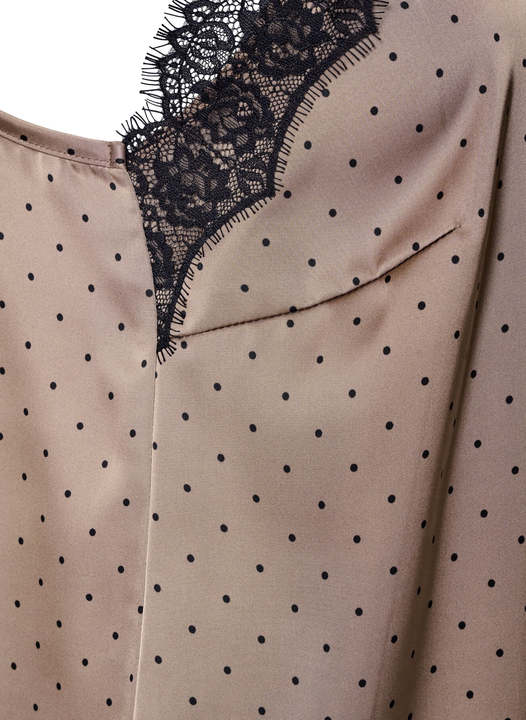 ZizziStroptop med blonder og asymmetrisk kant, Beige, Packshot image number 3
