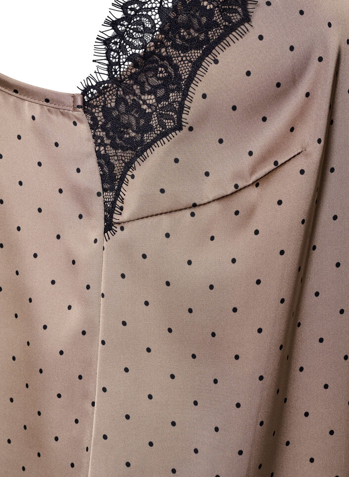 Stroptop med blonder og asymmetrisk kant, Beige, Packshot image number 3