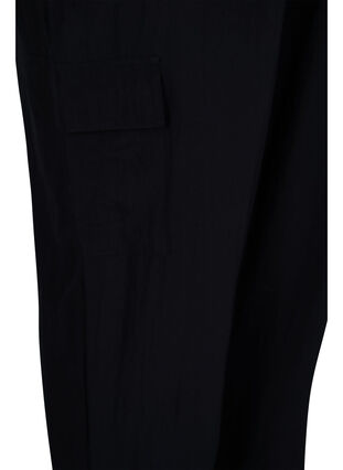 Løse viskose bukser med store lommer, Black, Packshot image number 3