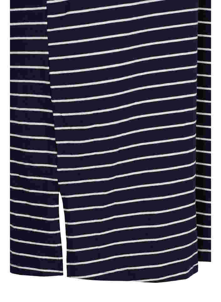 Stribet bomuldskjole med slids, Blue Stripe, Packshot image number 3