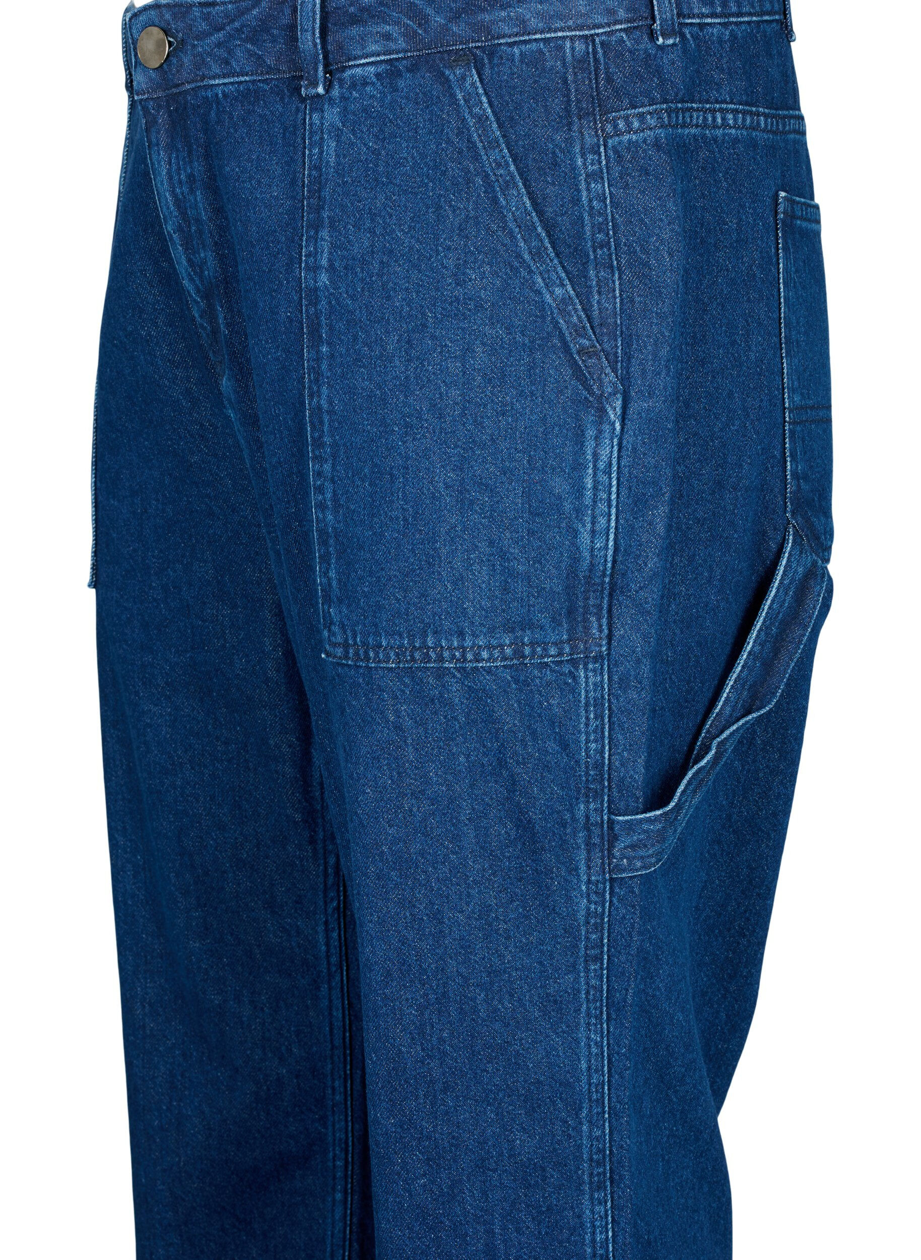 Zizzi Straight fit cargo jeans, Dark blue, Packshot image number 2
