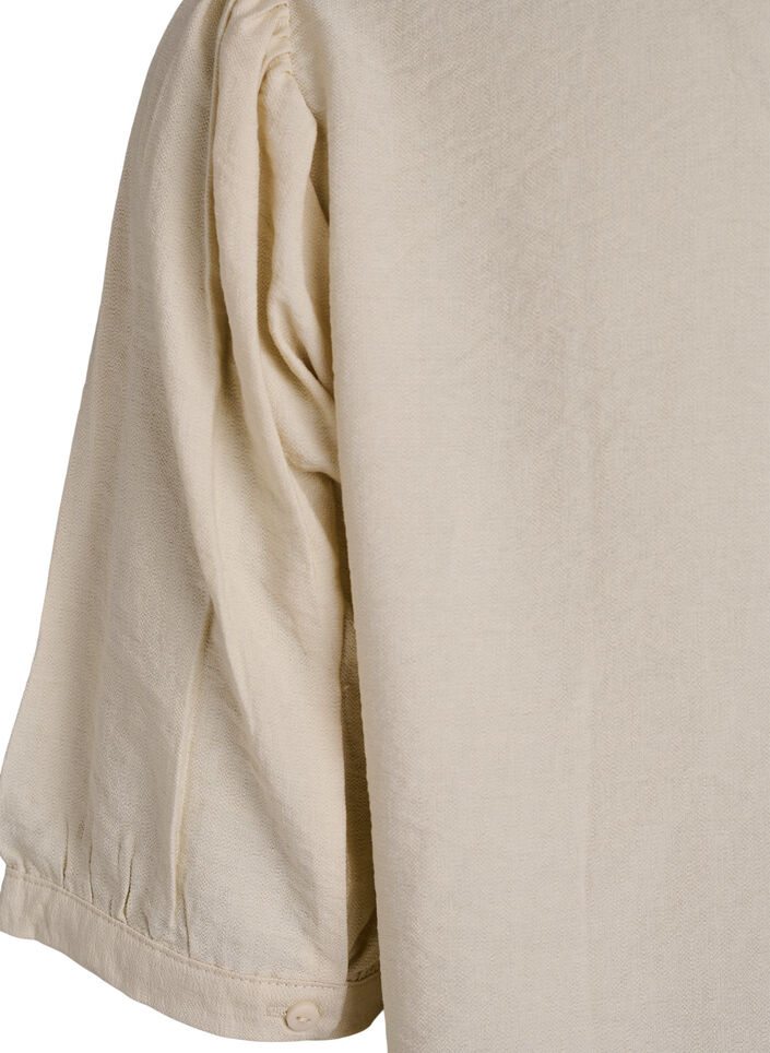 Viskosebluse med 1/2 &aelig;rmer, Beige, Packshot image number 3