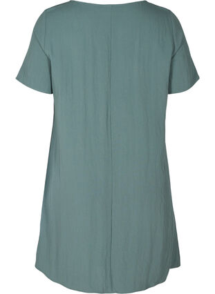 Kortærmet viskose kjole med lommer, Balsam Green, Packshot image number 1