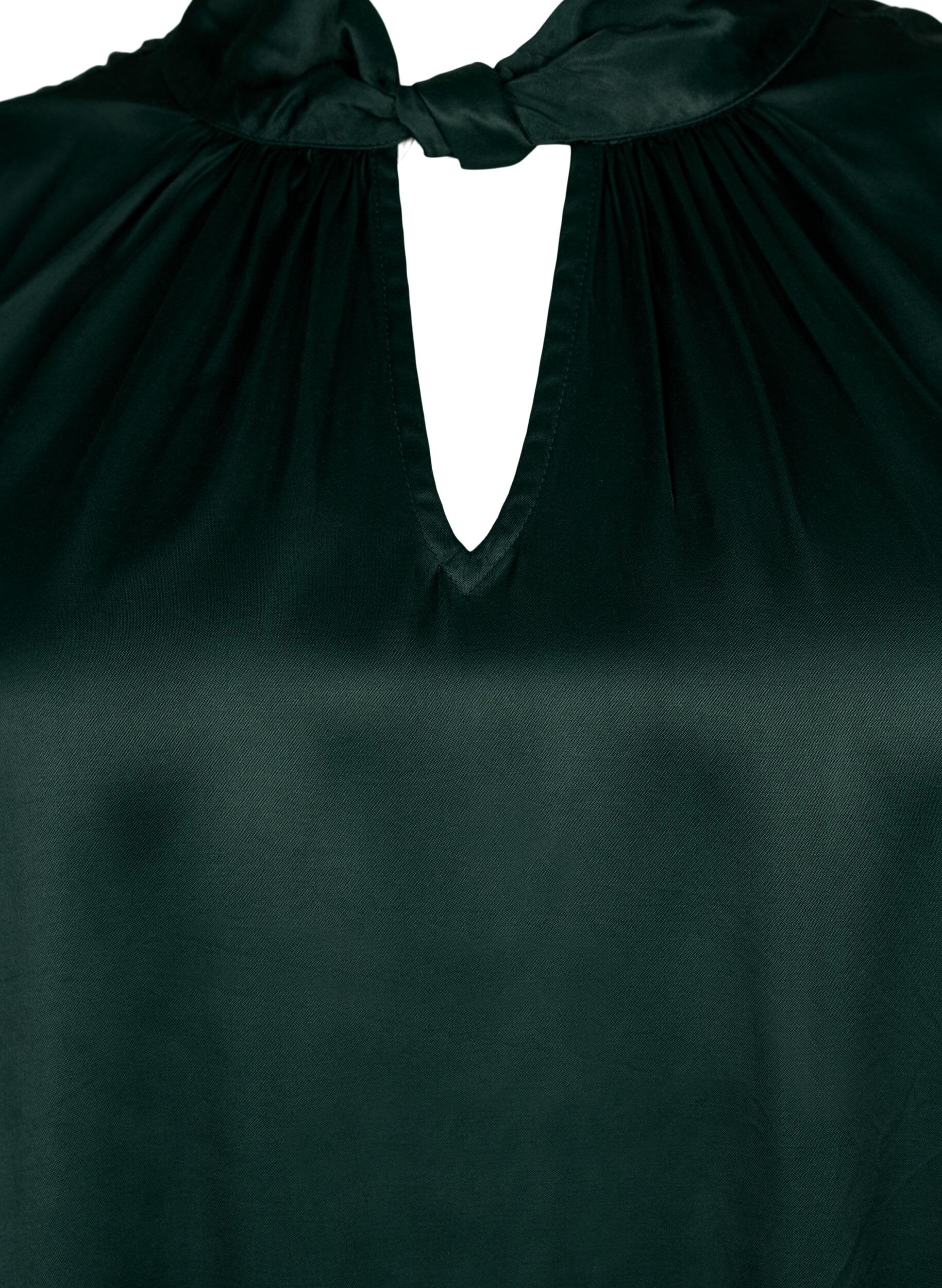 Zizzi &AElig;rmel&oslash;s top i viskose med knudedetalje, Scarab, Packshot image number 2