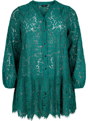 Blonde tunika med knaplukning, Evergreen, Packshot image number 0