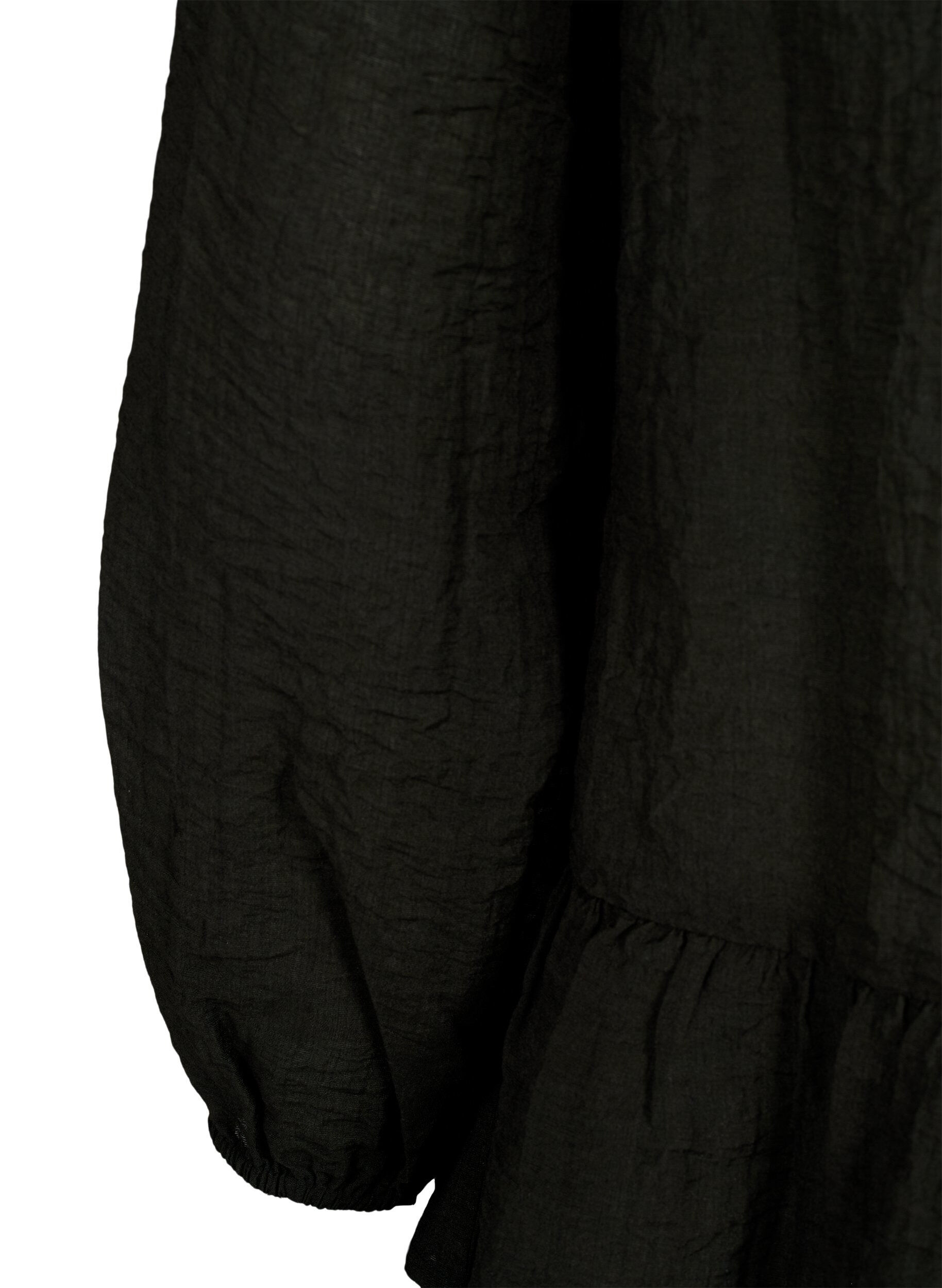 Zizzi Viskose bluse med peplum, Sort, Packshot image number 3