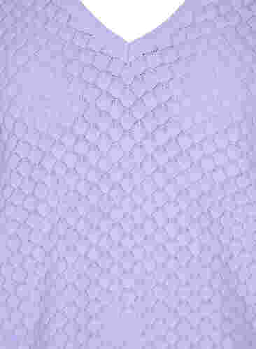 Mønstret strikbluse med v-hals, Lavender, Packshot image number 2