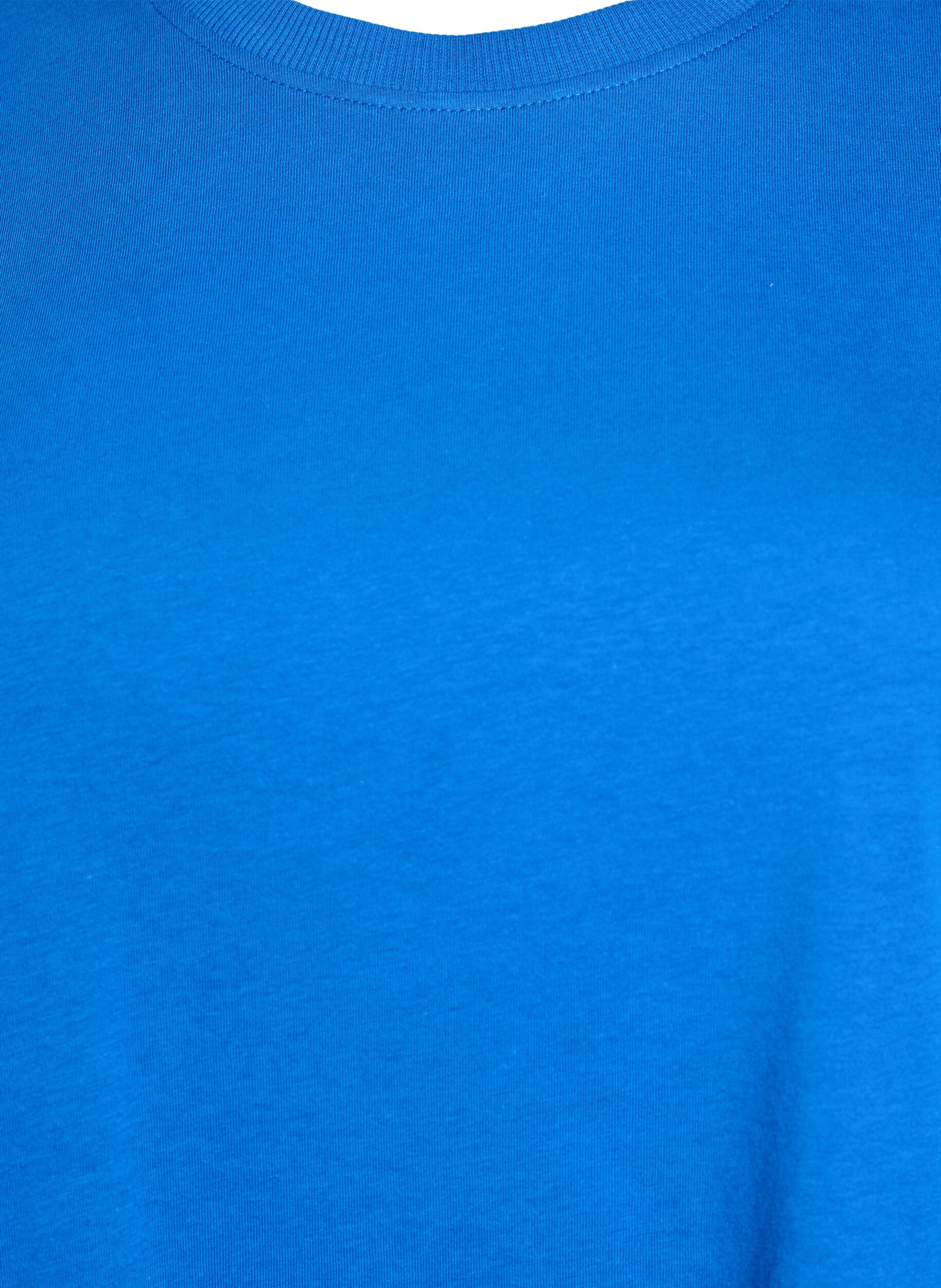 ZizziBasis t-shirt i bomuld med rund hals , Bl&aring;, Packshot image number 2