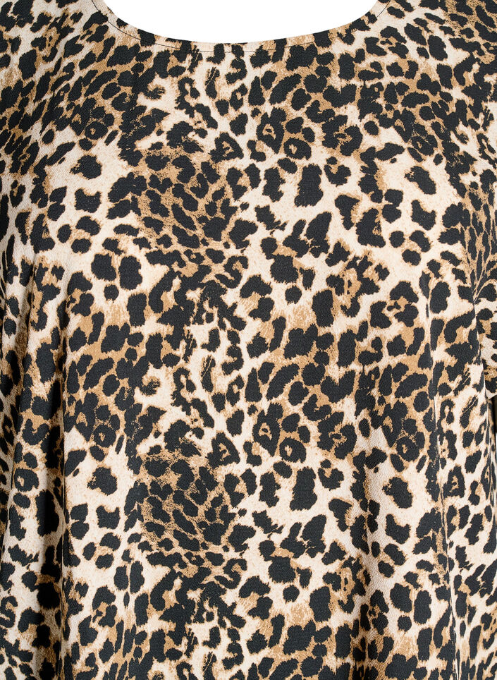 Kortærmet bluse med leopardprint, Leopard AOP, Packshot image number 2