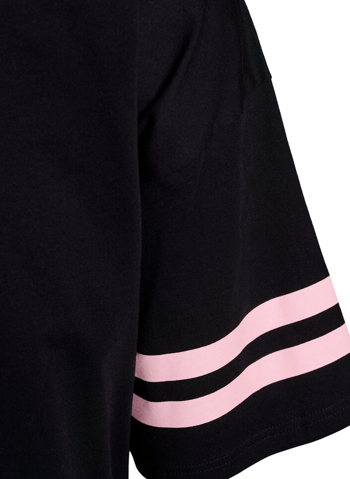 Sporty oversize college t-shirt, Sort, Packshot image number 3
