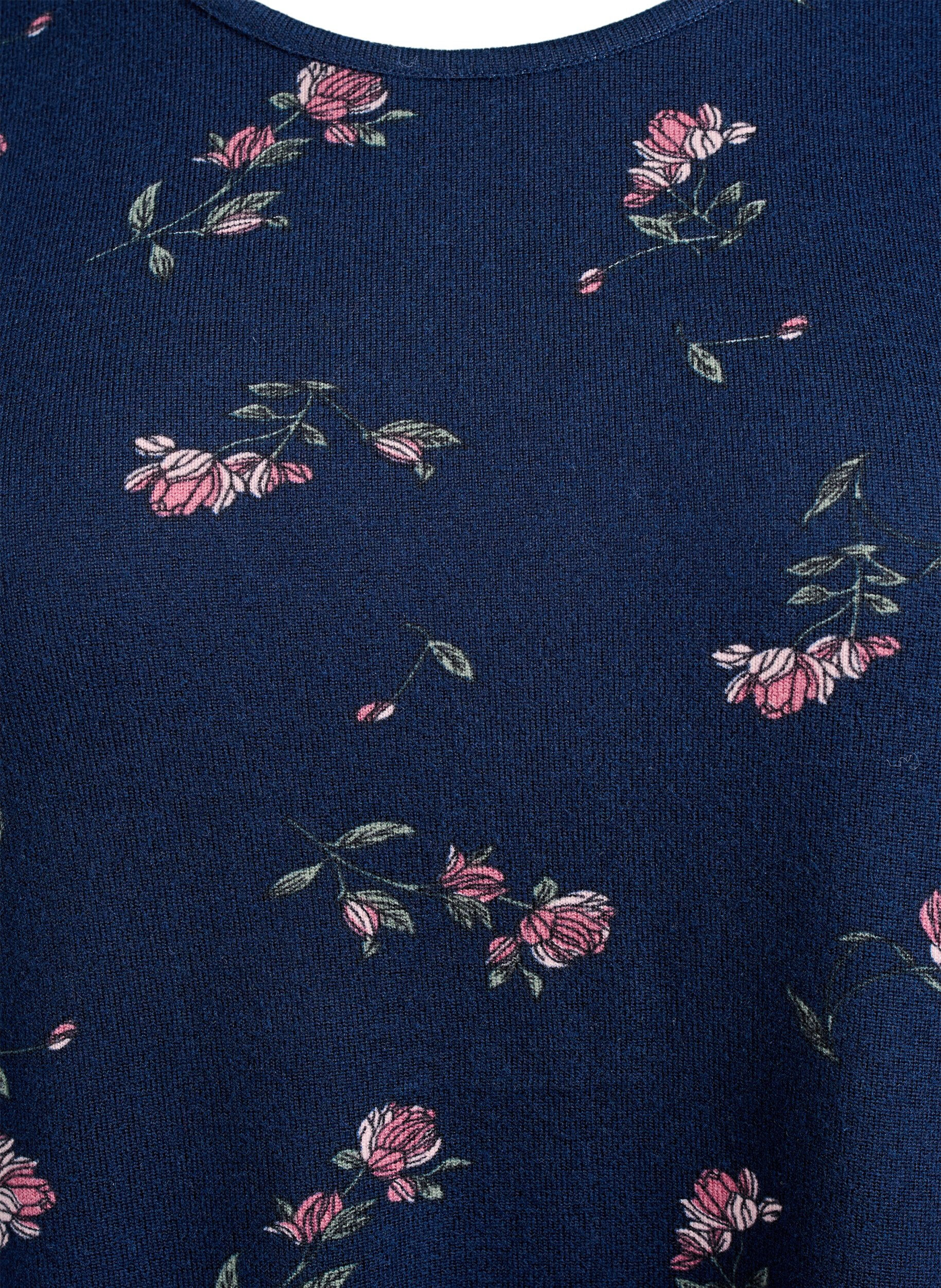 ZizziBlomstret bluse med lange &aelig;rmer, Bl&aring;, Packshot image number 2