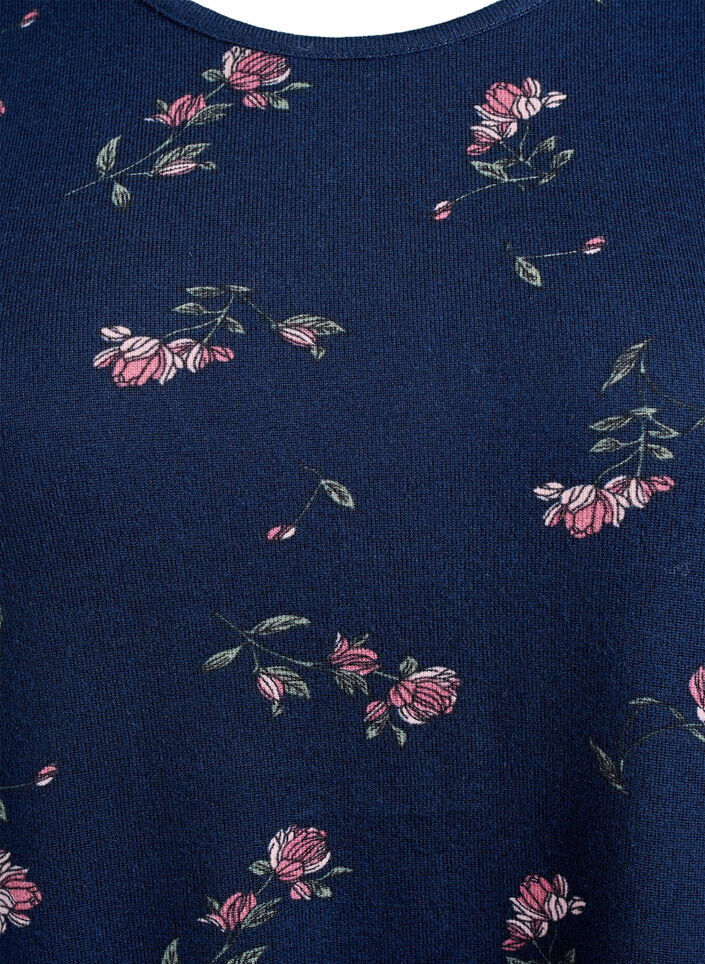 Blomstret bluse med lange &aelig;rmer, Bl&aring;, Packshot image number 2
